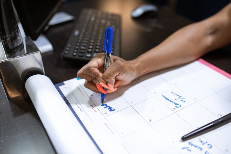 Calendar used to track VA disability payment dates and direct deposit each month